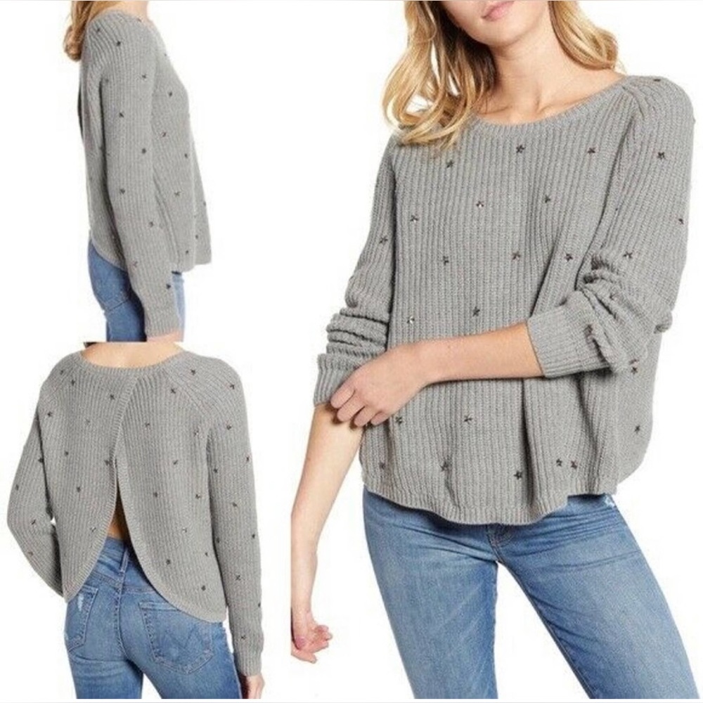 WILDFOX Star Studded Erica Open Back Knit Sweater